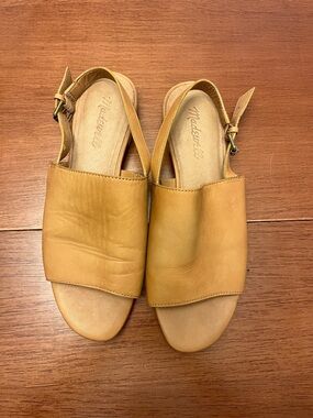 Madewell Mustard Leather Open-Toe Slingback Sandals Sz 8